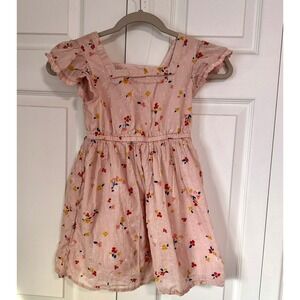 Cat and Jack Girls Pink Floral Flutter Sleeve Square Neck Dress Size M 7 8